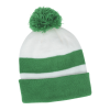 View Image 2 of 3 of Two Tone Striped Pom Beanie with Cuff