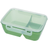 a green plastic container with a white handle