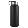 a black water bottle with a silver lid