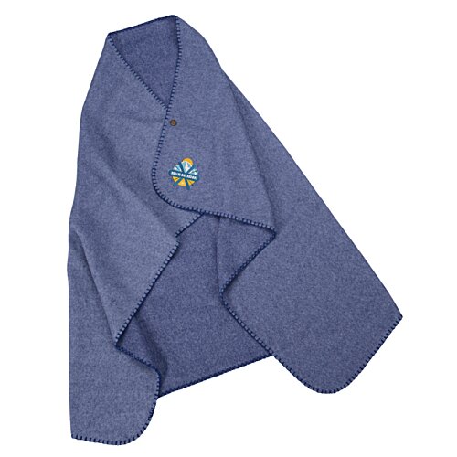 Heathered Shawl Blanket with Button Image 2 of 4