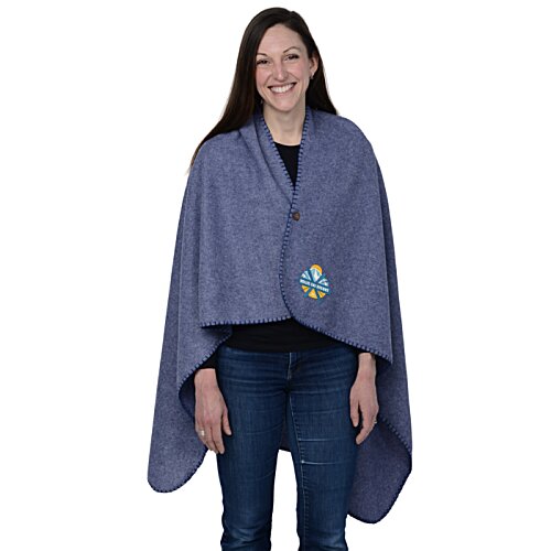 Heathered Shawl Blanket with Button Image 3 of 4