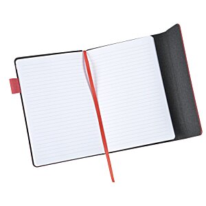 Additional Image 1 - a white and black notebook with a red stripe