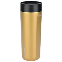 a gold and black cylindrical container