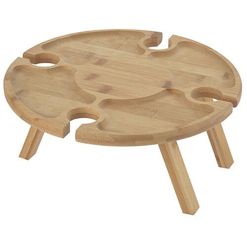 Bamboo Portable Wine & Cheese Table Image 1 of 4