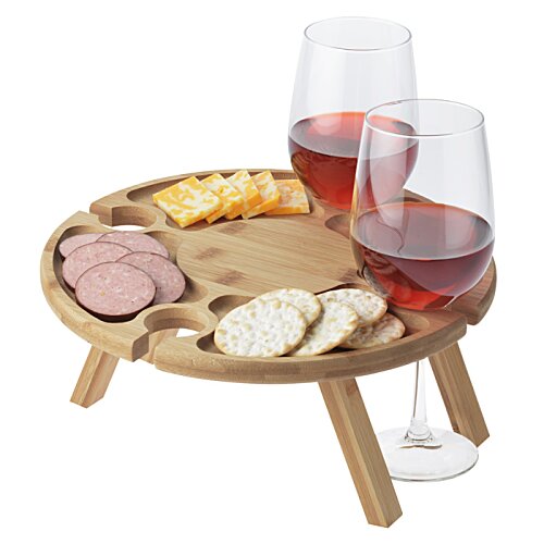 Bamboo Portable Wine & Cheese Table Image 4 of 4