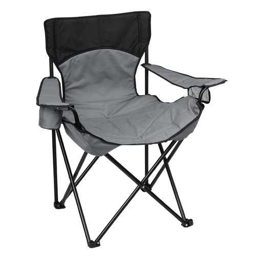 Additional Image 6 - a grey folding chair with a black cushion