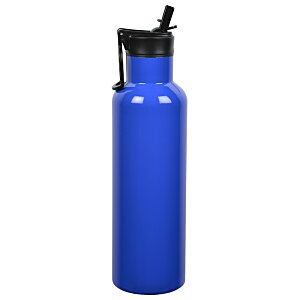 Additional Image 1 - a blue water bottle with a black lid