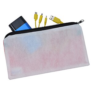 Additional Image 1 - a pink pencil case with various objects in it