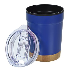 Additional Image 1 - a blue and gold cup with a lid