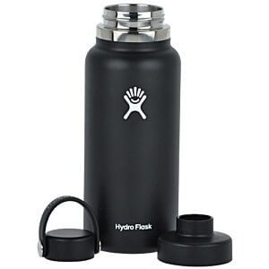 Additional Image 4 - a black water bottle with a white ribbon