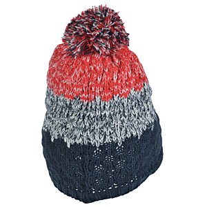 Additional Image 1 - a knitted hat with a red white and black striped pattern