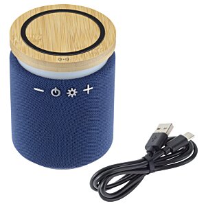 Additional Image 1 - a blue cylinder with a wooden lid and a cord