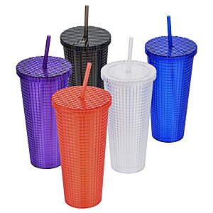 Additional Image 2 - a group of colorful plastic cups with straws