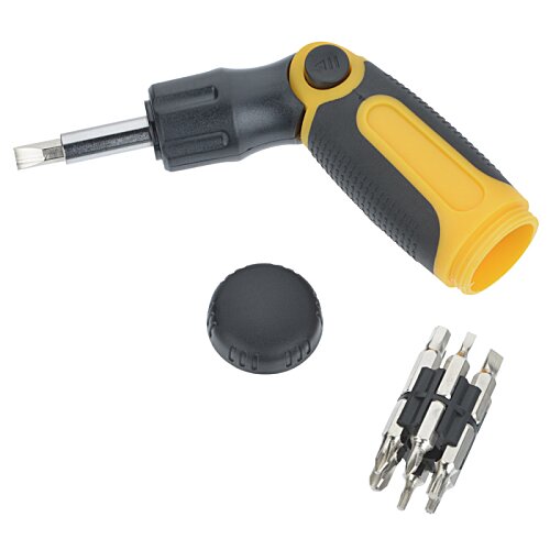 Additional Image 2 - a black and yellow screwdriver with a round object next to it