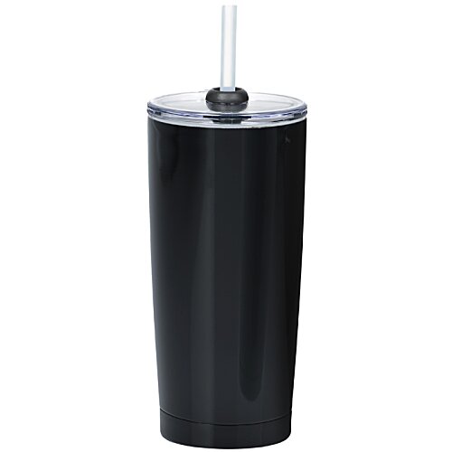 Additional Image 1 - a black plastic cup with a straw