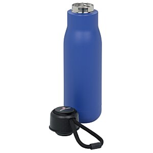 Additional Image 1 - a blue water bottle with a black cap