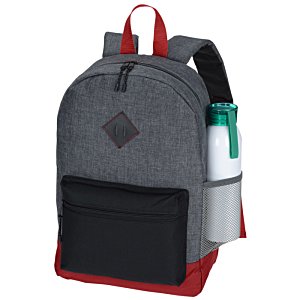 Additional Image 3 - a grey backpack with red and black straps