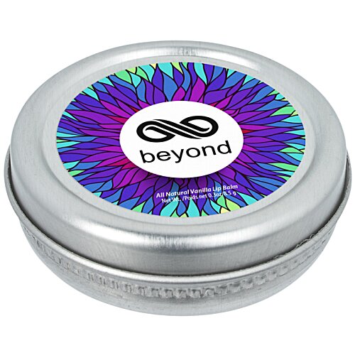 Additional Image 1 - a round silver container with a round label