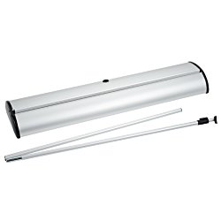 a white tube with a black handle