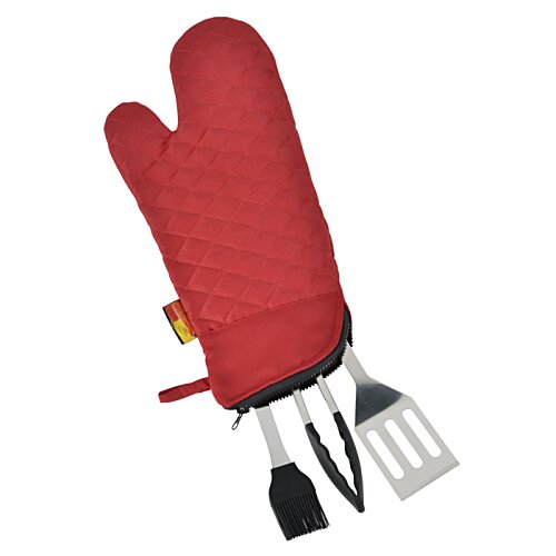 Additional Image 1 - a red oven glove with a spatula