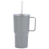 a white cup with a straw