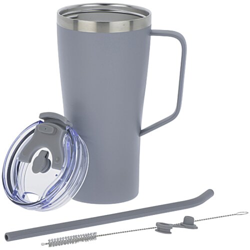 Additional Image 4 - a grey mug with a lid and a straw