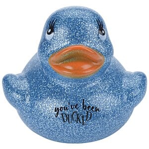 Additional Image 2 - a blue rubber duck with orange beak