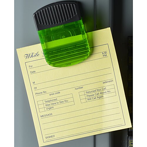 Additional Image 4 - a yellow note with a green eraser attached to it