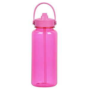 Additional Image 1 - a pink water bottle with a straw
