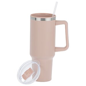 Additional Image 1 - a pink coffee mug with a straw