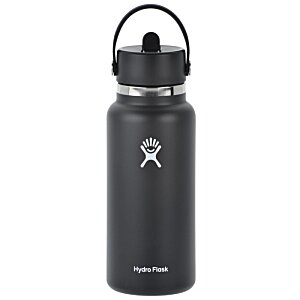 Additional Image 1 - a black water bottle with a white ribbon