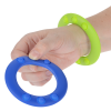 a hand holding a blue and green circle