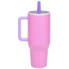 a pink cup with a straw