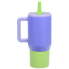 a purple and green sippy cup