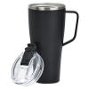 a black and silver coffee mug