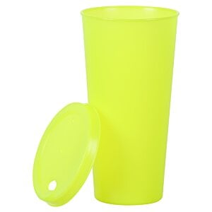 Additional Image 1 - a yellow plastic cup with a lid