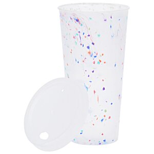Additional Image 1 - a white plastic cup with colorful dots and a balloon