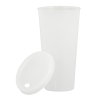 a white plastic cup with a lid