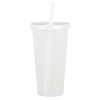 a white plastic cup with a straw