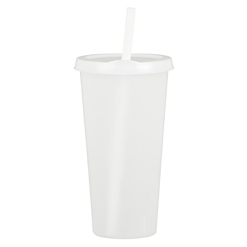 Additional Image 1 - a white plastic cup with a straw