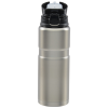 a silver and black thermos