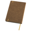 a brown notebook with a yellow stick