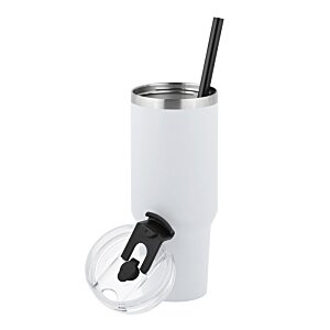 Additional Image 2 - a blue tumbler with a black straw