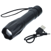 a black flashlight with a cord