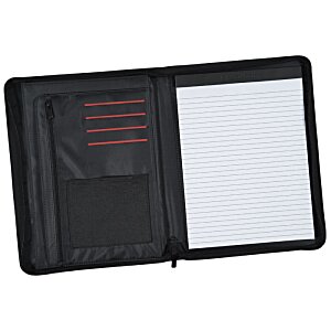 Additional Image 2 - a black leather folder with a white paper inside