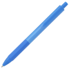 a blue pen on a white background