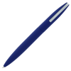 a blue pen with silver cap