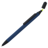 a blue pen with a black cap