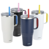 a group of cups with straws