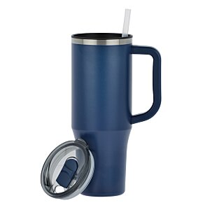 Additional Image 2 - a blue travel mug with a straw